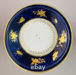 Rare Sevres 1848 Lapis Lazuli blue porcelain plate, signed by Moulder & Gilder