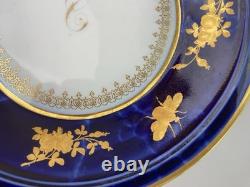 Rare Sevres 1848 Lapis Lazuli blue porcelain plate, signed by Moulder & Gilder