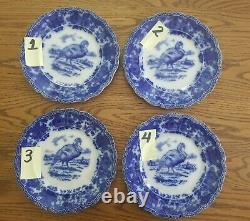 Rare & Stunnning 1900's Ridgways Turkey Flow Blue Platter & Plates