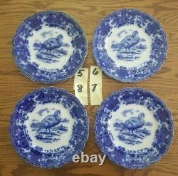 Rare & Stunnning 1900's Ridgways Turkey Flow Blue Platter & Plates