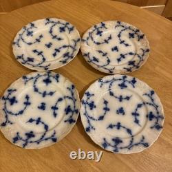 Rare Vintage Flow Blue Plates J&G Meakin Hague 8 Serving Dishes (Set of 4)