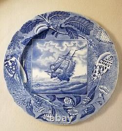 Rare c. 1815 Historical Staffordshire Shipping Series Pearlware Plate Frigate 1