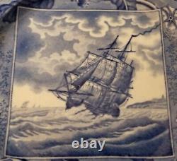 Rare c. 1815 Historical Staffordshire Shipping Series Pearlware Plate Frigate 1