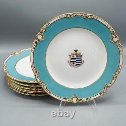 Reverend Charles Doughty Theberton Hall Armorial Dinner Plates Set of 7 Antique
