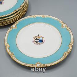 Reverend Charles Doughty Theberton Hall Armorial Dinner Plates Set of 7 Antique