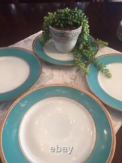 Richard Ginori Contessa Indaco Aqua (4)and Brown(4) Dinner Plates 10 3/8