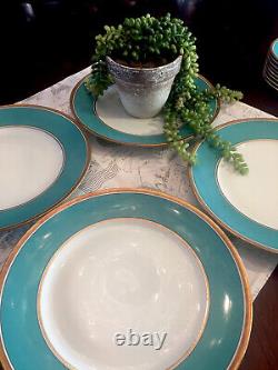 Richard Ginori Contessa Indaco Aqua (4)and Brown(4) Dinner Plates 10 3/8