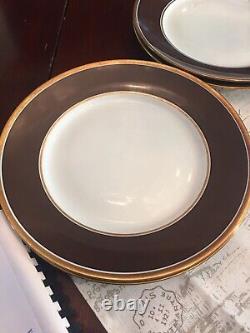 Richard Ginori Contessa Indaco Aqua (4)and Brown(4) Dinner Plates 10 3/8