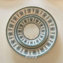 Richard Ginori Ercolano Blue Porcelain Plates 11.25 & 6 Italy Gold Trim Set