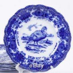 Ridgways Turkey Flow Blue 10 Dinner Plate, Late 19th/ Early 20th Century