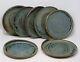 Robert Bob Briscoe Studio Pottery Blue & Brown Dinner Plates Set of 7