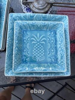 Roscher Stoneware Blue Crackle Pineapple Dinner Plates And Salad Plates Set Of13 Roscher Stoneware Blue Crackle Pineapple Dinner Plates And Salad Plates Set Of13