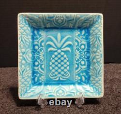 Roscher Stoneware Blue Crackle Pineapple Dinner Plates And Salad Plates Set Of13