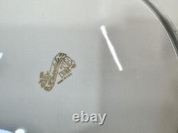 Rosedale 10.5Dinner Plate Gold Encrusted Border Floral Center Blue Bands 3 Pc