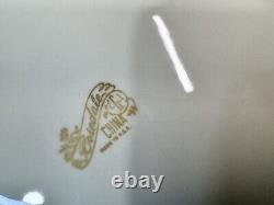 Rosedale 10.5Dinner Plate Gold Encrusted Border Floral Center Blue Bands 3 Pc