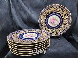 Rosenthal 5957 Cobalt Blue Gold Encrusted Dinner Plates Set of 8