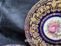 Rosenthal 5957 Cobalt Blue Gold Encrusted Dinner Plates Set of 8