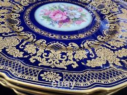 Rosenthal 5957 Cobalt Blue Gold Encrusted Dinner Plates Set of 8