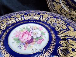 Rosenthal 5957 Cobalt Blue Gold Encrusted Dinner Plates Set of 8