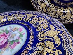 Rosenthal 5957 Cobalt Blue Gold Encrusted Dinner Plates Set of 8