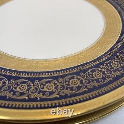 Rosenthal Bavaria Ivory Dinner Plates Set of 4 Cobalt Blue Gold Encrusted