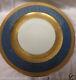 Rosenthal Ivory 10.5 Dinner Plate Gold Encrusted Filigree W Turquoise Blue Band