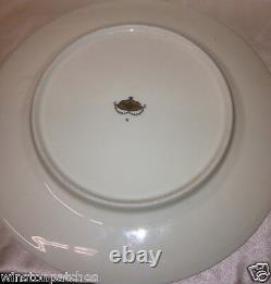 Rosenthal Ivory 10.5 Dinner Plate Gold Encrusted Filigree W Turquoise Blue Band