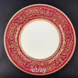 Rosenthal Ivory Gold Encrusted Jewel Tones Set of 6 Red Blue Green Dinner Plates