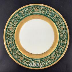 Rosenthal Ivory Gold Encrusted Jewel Tones Set of 6 Red Blue Green Dinner Plates