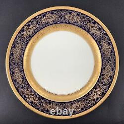 Rosenthal Ivory Gold Encrusted Jewel Tones Set of 6 Red Blue Green Dinner Plates