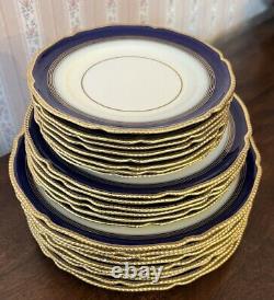 Rosenthal Regent Navy Blue Gold Gilt China Dinner Salad Bread Plates Set Of 23