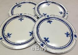 Rosenthal Siena Blue Continental 4 Dinner Plates Blue Bands Scrolls Stoneware