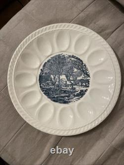 Royal China Co Currier & Ives Deviled Egg Plate 10-3/4 Ohio Old Grist Mill