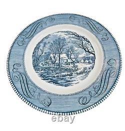Royal China Currier & Ives Blue Old Grist MILL In Winter Dinner Plates Set Of 12