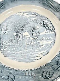 Royal China Currier & Ives Blue Old Grist MILL In Winter Dinner Plates Set Of 12