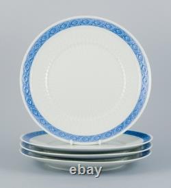 Royal Copenhagen Blue Fan, four dinner plates. 1969-74