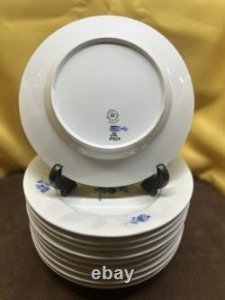 Royal Copenhagen Blue Flowers Ribbed Plates 10/8550 9 in Set Of 10 VGC