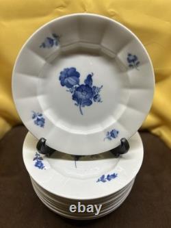 Royal Copenhagen Blue Flowers Ribbed Plates 10/8550 9 in Set Of 10 VGC