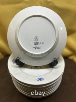 Royal Copenhagen Blue Flowers Ribbed Plates 10/8550 9 in Set Of 10 VGC