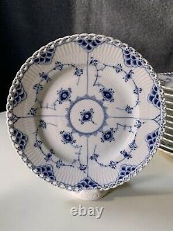 Royal Copenhagen Blue Fluted Full Lace Dinner Plates Set Of 12 1st Q 1/1086