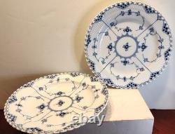 Royal Copenhagen Blue Fluted Full Lace Pair of 9 7/8 Dinner Plates 1084