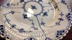 Royal Copenhagen Blue Fluted Full Lace Pair of 9 7/8 Dinner Plates 1084