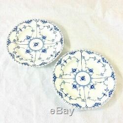 Royal Copenhagen Blue Fluted Full Lace Set 2 Dinner Plates 1/1084 1st Q 9 7/8d