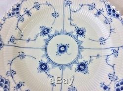 Royal Copenhagen Blue Fluted Full Lace Set 2 Dinner Plates 1/1084 1st Q 9 7/8d
