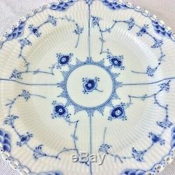 Royal Copenhagen Blue Fluted Full Lace Set 2 Dinner Plates 1/1084 1st Q 9 7/8d