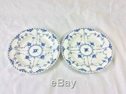 Royal Copenhagen Blue Fluted Full Lace Set 2 Dinner Plates 1/1084 1st Q 9 7/8d