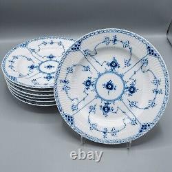 Royal Copenhagen Blue Fluted Half Lace Dinner Plates 624 10 1/8 Set of 7
