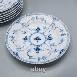 Royal Copenhagen Blue Fluted Half Lace Dinner Plates 624 10 1/8 Set of 7