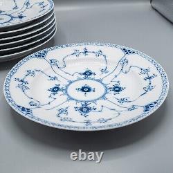 Royal Copenhagen Blue Fluted Half Lace Dinner Plates 624 10 1/8 Set of 7