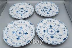 Royal Copenhagen Blue Fluted Half Lace Dinner Plates 624 10 1/8 Set of 7